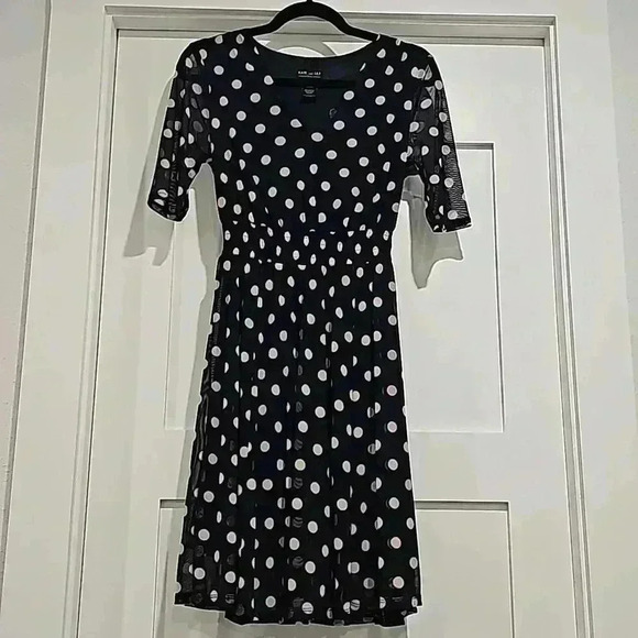 Kate And Lily Dresses & Skirts - Kate and Lily Navy blue and ivory polka-dot dress with 1/2 sleeves.